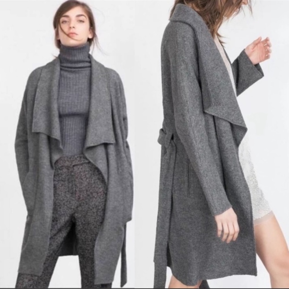 Zara Outerwear Waterfall Gray Wool Coat